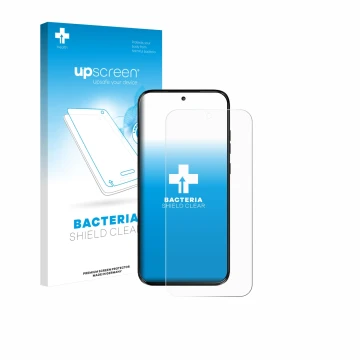 Face avant d’un emballage produit avec le logo de la marque upscreen. À côté, l’appareil Motorola Moto G77 est représenté avec