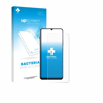 Face avant d’un emballage produit avec le logo de la marque upscreen. À côté, l’appareil realme Note 70 est représenté avec la