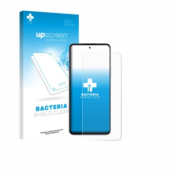 Face avant d’un emballage produit avec le logo de la marque upscreen. À côté, l’appareil realme P4x 5G est représenté avec la 