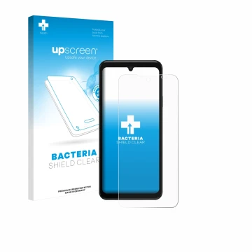 Face avant d’un emballage produit avec le logo de la marque upscreen. À côté, l’appareil Sunmi L3 est représenté avec la prote