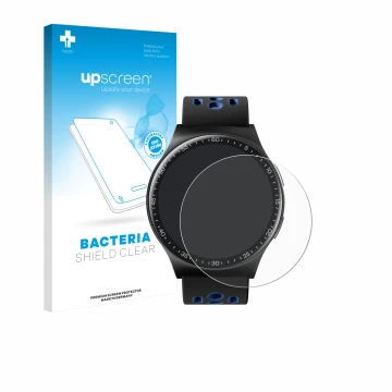 Face avant d’un emballage produit avec le logo de la marque upscreen. À côté, l’appareil Reebok Pulse Smartwatch est représent