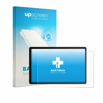 Face avant d’un emballage produit avec le logo de la marque upscreen. À côté, l’appareil Whitedeer WHTG1301 10.1