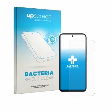 Face avant d’un emballage produit avec le logo de la marque upscreen. À côté, l’appareil Oppo A6k est représenté avec la prote