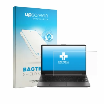Face avant d’un emballage produit avec le logo de la marque upscreen. À côté, l’appareil HP EliteBook 250RT G9 est représenté 