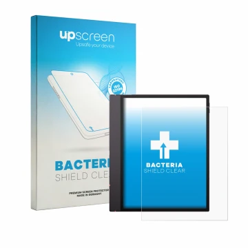 Face avant d’un emballage produit avec le logo de la marque upscreen. À côté, l’appareil Boox Note Air 6 C est représenté avec