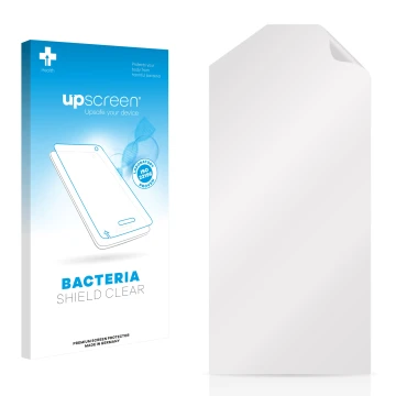 Face avant d’un emballage produit avec le logo de la marque upscreen. À côté se trouve la protection d’écran correspondante.