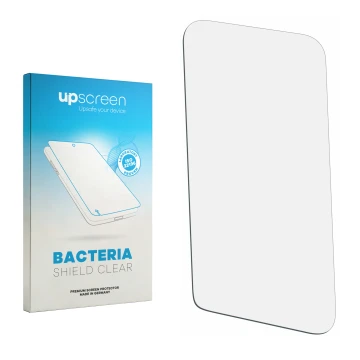 Face avant d’un emballage produit avec le logo de la marque upscreen. À côté se trouve la protection d’écran correspondante.