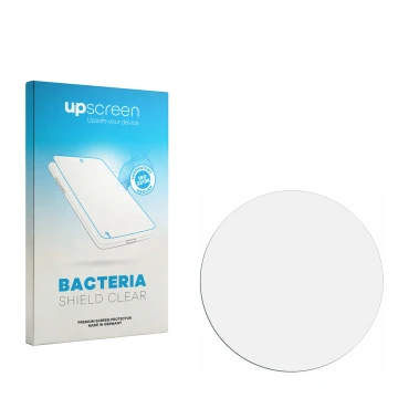 Face avant d’un emballage produit avec le logo de la marque upscreen. À côté se trouve la protection d’écran correspondante.