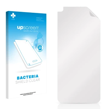 Face avant d’un emballage produit avec le logo de la marque upscreen. À côté se trouve la protection d’écran correspondante.