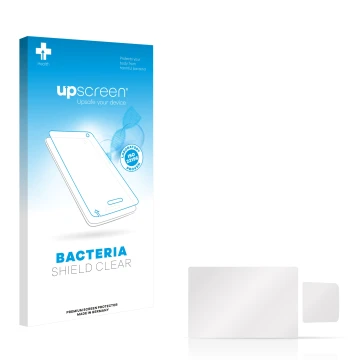 Face avant d’un emballage produit avec le logo de la marque upscreen. À côté se trouve la protection d’écran correspondante.