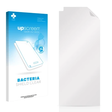 Face avant d’un emballage produit avec le logo de la marque upscreen. À côté se trouve la protection d’écran correspondante.