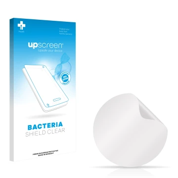 Face avant d’un emballage produit avec le logo de la marque upscreen. À côté se trouve la protection d’écran correspondante.
