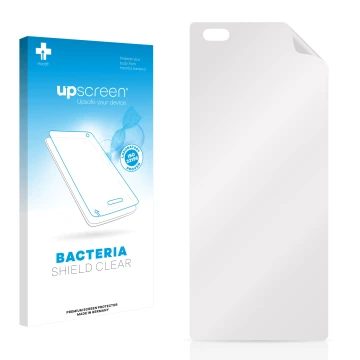 Face avant d’un emballage produit avec le logo de la marque upscreen. À côté se trouve la protection d’écran correspondante.