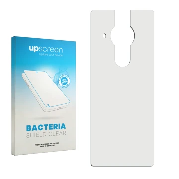 Face avant d’un emballage produit avec le logo de la marque upscreen. À côté se trouve la protection d’écran correspondante.