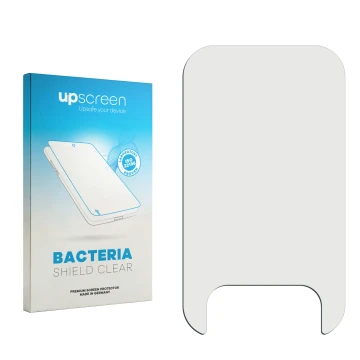 Face avant d’un emballage produit avec le logo de la marque upscreen. À côté se trouve la protection d’écran correspondante.