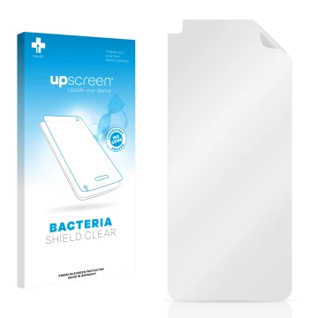 Face avant d’un emballage produit avec le logo de la marque upscreen. À côté se trouve la protection d’écran correspondante.