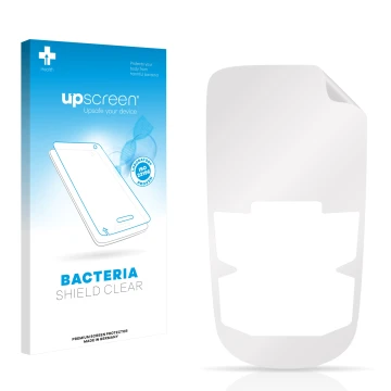 Face avant d’un emballage produit avec le logo de la marque upscreen. À côté se trouve la protection d’écran correspondante.