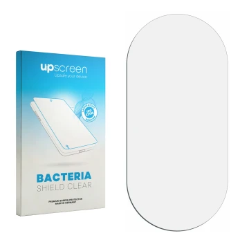 Face avant d’un emballage produit avec le logo de la marque upscreen. À côté se trouve la protection d’écran correspondante.