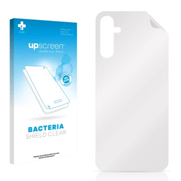 Face avant d’un emballage produit avec le logo de la marque upscreen. À côté se trouve la protection d’écran correspondante.