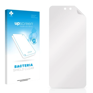 Face avant d’un emballage produit avec le logo de la marque upscreen. À côté se trouve la protection d’écran correspondante.