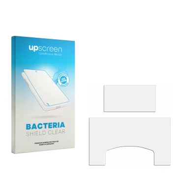 Face avant d’un emballage produit avec le logo de la marque upscreen. À côté se trouve la protection d’écran correspondante.