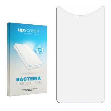 Face avant d’un emballage produit avec le logo de la marque upscreen. À côté se trouve la protection d’écran correspondante.