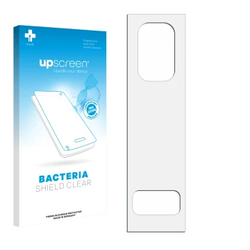 Face avant d’un emballage produit avec le logo de la marque upscreen. À côté se trouve la protection d’écran correspondante.