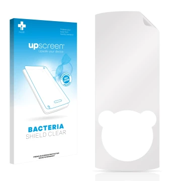 Face avant d’un emballage produit avec le logo de la marque upscreen. À côté se trouve la protection d’écran correspondante.