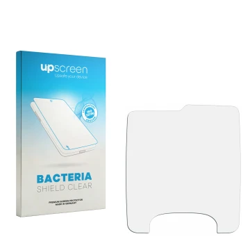 Face avant d’un emballage produit avec le logo de la marque upscreen. À côté se trouve la protection d’écran correspondante.