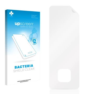 Face avant d’un emballage produit avec le logo de la marque upscreen. À côté se trouve la protection d’écran correspondante.