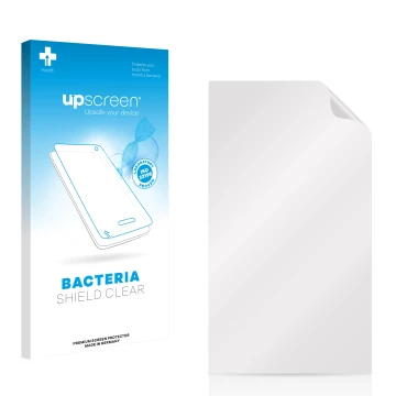 Face avant d’un emballage produit avec le logo de la marque upscreen. À côté se trouve la protection d’écran correspondante.