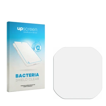 Face avant d’un emballage produit avec le logo de la marque upscreen. À côté se trouve la protection d’écran correspondante.