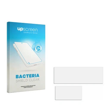 Face avant d’un emballage produit avec le logo de la marque upscreen. À côté se trouve la protection d’écran correspondante.