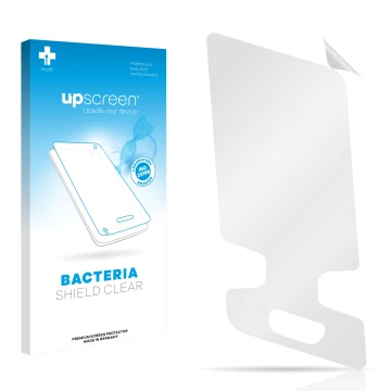 Face avant d’un emballage produit avec le logo de la marque upscreen. À côté se trouve la protection d’écran correspondante.