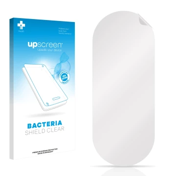 Face avant d’un emballage produit avec le logo de la marque upscreen. À côté se trouve la protection d’écran correspondante.