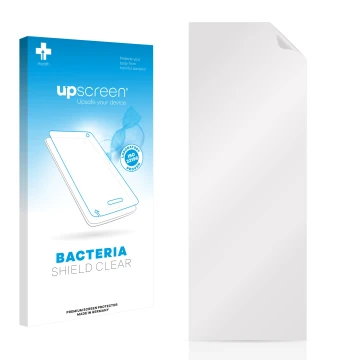 Face avant d’un emballage produit avec le logo de la marque upscreen. À côté se trouve la protection d’écran correspondante.