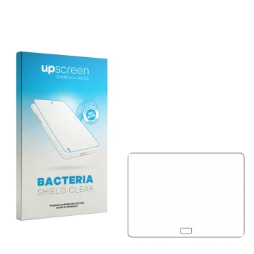 Face avant d’un emballage produit avec le logo de la marque upscreen. À côté se trouve la protection d’écran correspondante.