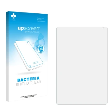 Face avant d’un emballage produit avec le logo de la marque upscreen. À côté se trouve la protection d’écran correspondante.