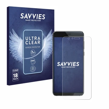 Face avant d’un emballage produit avec le logo de la marque Savvies. À côté, l’appareil Honor 8 est représenté avec la protect