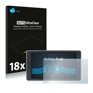 Face avant d’un emballage produit avec le logo de la marque Savvies. À côté, l’appareil DJI Crystalsky (5.5