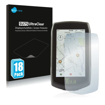 Face avant d’un emballage produit avec le logo de la marque Savvies. À côté, l’appareil A-Rival Teasi One4 est représenté avec