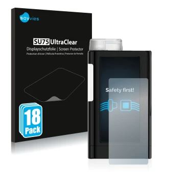 Face avant d’un emballage produit avec le logo de la marque Savvies. À côté, l’appareil Mylife YpsoPump est représenté avec la