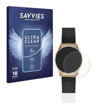 Face avant d’un emballage produit avec le logo de la marque Savvies. À côté, l’appareil Xlyne X-Watch Joli XW Pro est représen