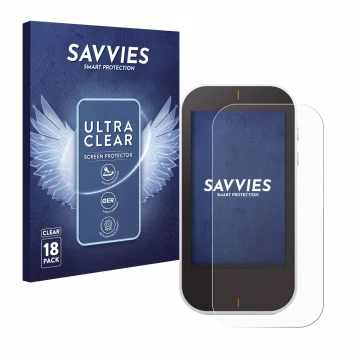 Face avant d’un emballage produit avec le logo de la marque Savvies. À côté, l’appareil Garmin Approach G80 est représenté ave
