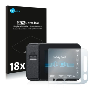 Face avant d’un emballage produit avec le logo de la marque Savvies. À côté, l’appareil Sony DSC-RX0M2 (RX0 II) est représenté