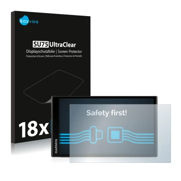 Face avant d’un emballage produit avec le logo de la marque Savvies. À côté, l’appareil Garmin Camper 780 est représenté avec 