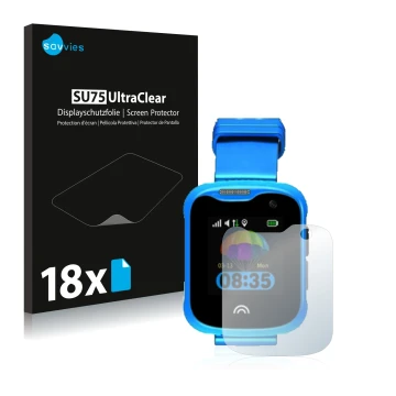 Face avant d’un emballage produit avec le logo de la marque Savvies. À côté, l’appareil KiDSnav Ultra est représenté avec la p