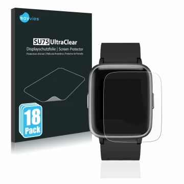 Face avant d’un emballage produit avec le logo de la marque Savvies. À côté, l’appareil Letsfit Fitness Tracker 1.3