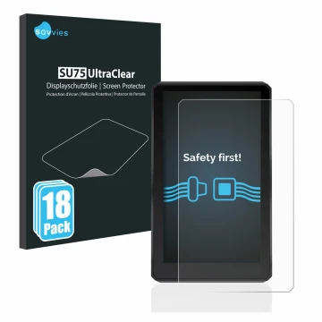 Face avant d’un emballage produit avec le logo de la marque Savvies. À côté, l’appareil Garmin zumo XT est représenté avec la 