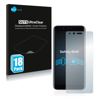 Face avant d’un emballage produit avec le logo de la marque Savvies. À côté, l’appareil Emporia Smart 3 mini est représenté av